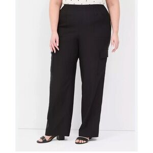 Lane Bryant NWT Womens Size 20 Black Straight Leg Cargo Pants Mid Rise Comfort